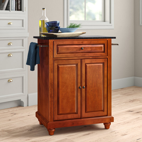 Three Posts™ Hedon 31'' Wide Rolling Kitchen Cart with Granite Top